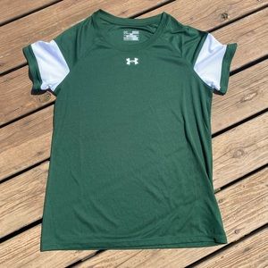 Under armor green and white tee